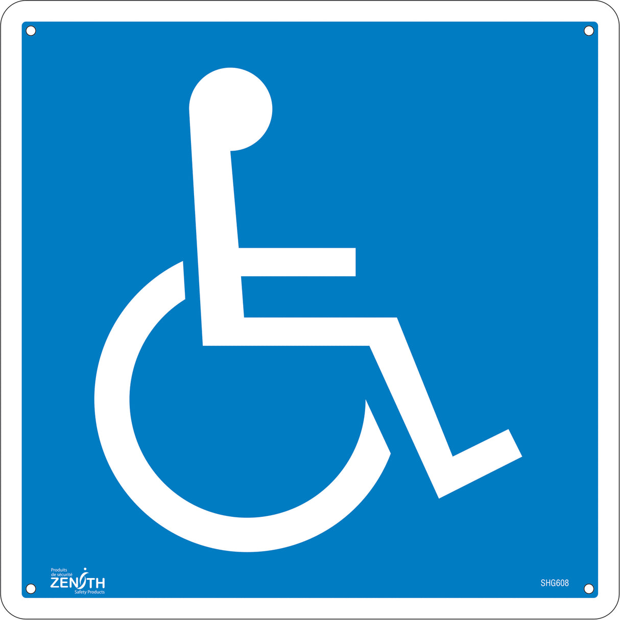 Handicap CSA Standard Safety Sign, 12" x 12", Aluminum, Pictogram