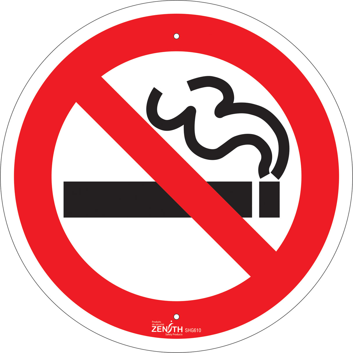 No Smoking CSA Standard Safety Sign, 12" x 12", Aluminum, Pictogram