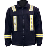 Flame Resistant Striped Full Zip Fleece Jacket, X-Large (Tall), Navy Blue