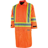 Long Rain Jacket with Detachable Hood, Nylon/PVC, Large, High Visibility Orange