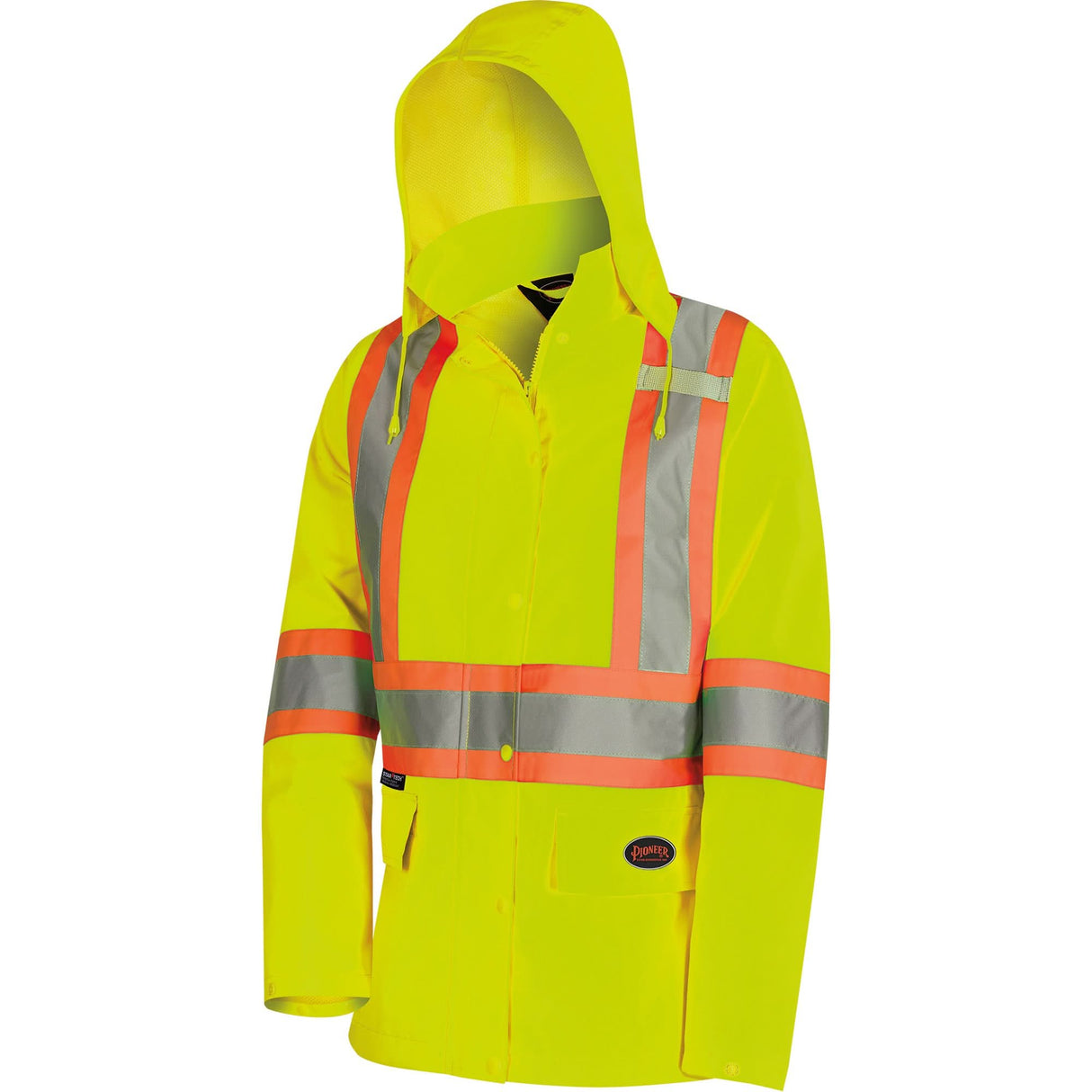 5628W The Rock Women's 300D  Quilted Safety Parka, Polyester/Polyurethane, High Visibility Lime-Yellow, 2X-Large