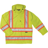 Ripstop Safety Rain Jacket, Polyester, 2X-Large, High Visibility Lime-Yellow