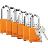 Lockout Padlock, Safety Padlock, Keyed Different, Aluminum, 1-1/2" Width