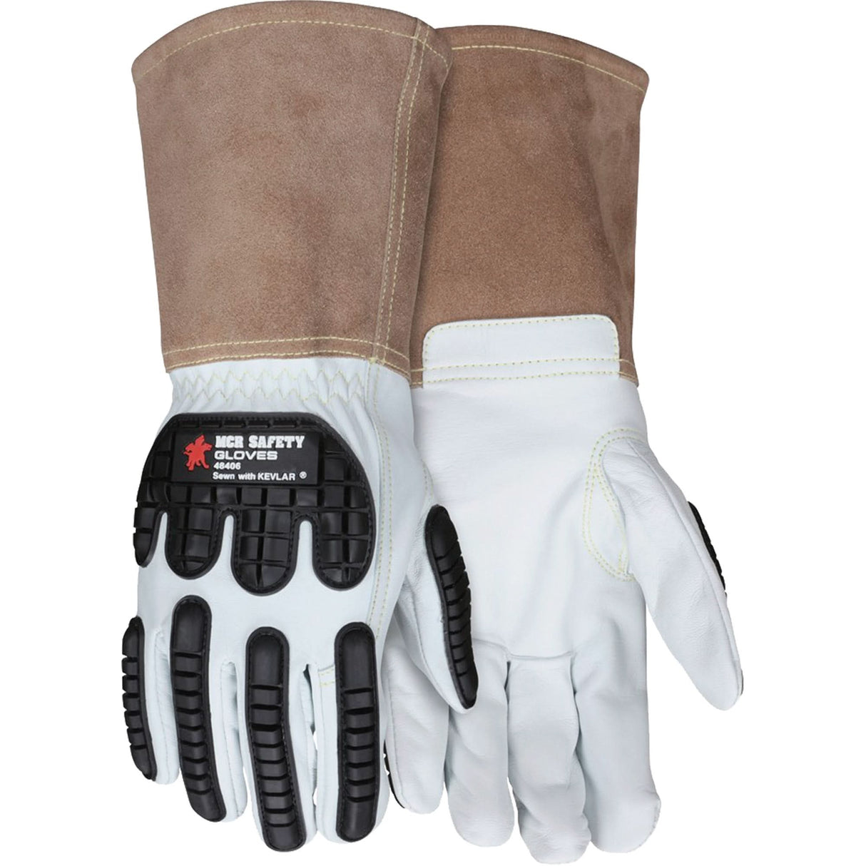 Leather Welding Work Gloves, X-Large, Goatskin Palm, Gauntlet Cuff