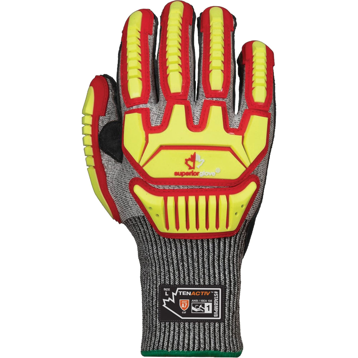 STAGBMPVB Impact Resistant Gloves with ErgoHyde Palms, Size 3X-Large, 13 Gauge, TenActiv™/Engineered Yarn Shell, ASTM ANSI Level A7