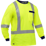 Bisley® X-Back Long Sleeve Shirt, Poly-Cotton, Medium, High Visibility Lime-Yellow