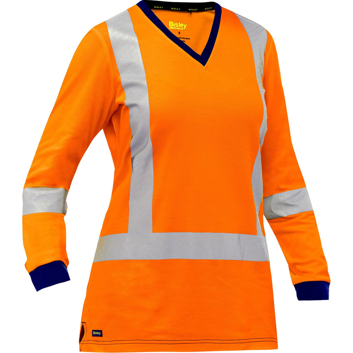 Bisley® Women's X-Back Long Sleeve Shirt, Poly-Cotton, Medium, High Visibility Orange