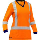 Bisley® Women's X-Back Long Sleeve Shirt, Poly-Cotton, Medium, High Visibility Orange