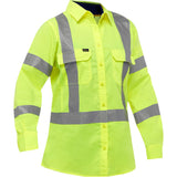 Bisley® X-Back Women's Long Sleeve Work Shirt with X-Airflow™, Poly-Cotton, Medium, High Visibility Lime-Yellow