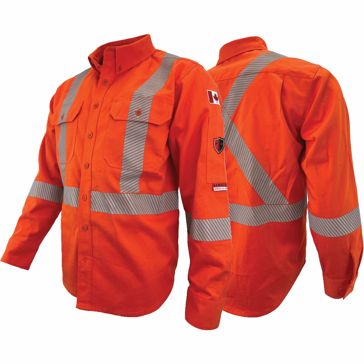 Atlas Guardian® FR/AR Work Shirts with 2" Striping, Medium (Tall), High Visibility Orange