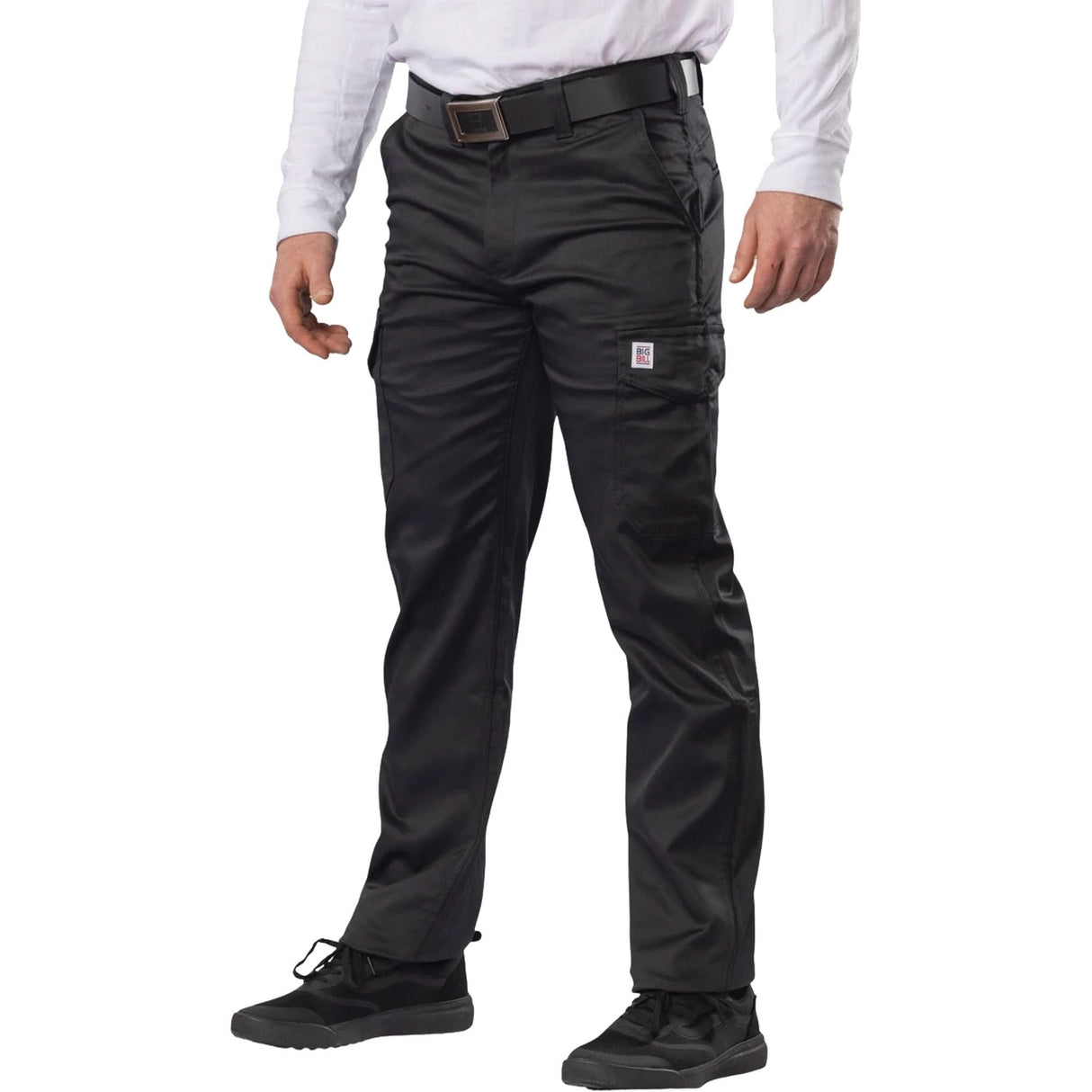 Big Flex Cargo Pants, Poly-Cotton/Spandex, Black, Size 50, 30 Inseam