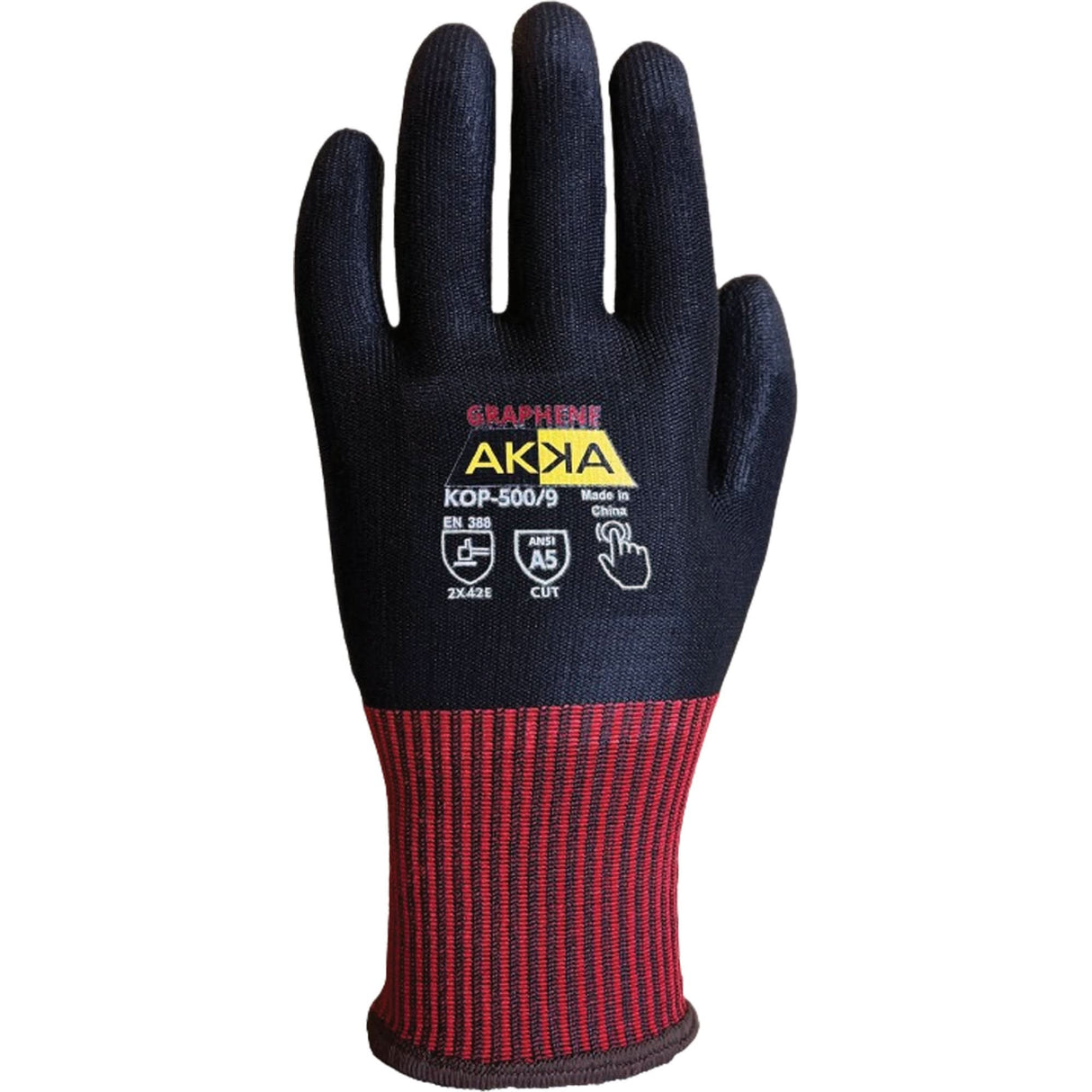 KOP-500 High Cut-Protection Gloves, Size 12, 13 Gauge, Polyurethane Coated, Nylon/HPPE/Spandex/Graphene Shell, ASTM ANSI Level A5/EN 388 Level E