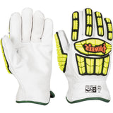 Cut and Impact-Resistant Gloves, 2X-Large, Goatskin Palm, Gauntlet Cuff