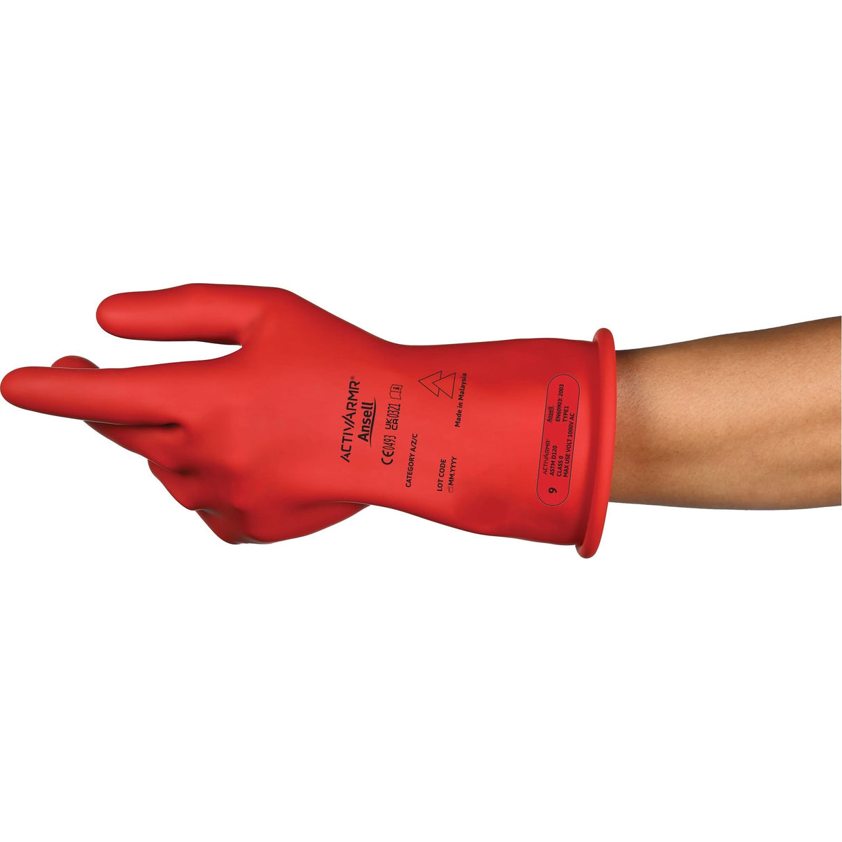 ActivArmr® RIG R011RUL Ultra-Lightweight Electrical Insulated Gloves, ASTM Class 0, Size 11, 11" L