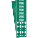 "Potable Water" Pipe Markers, Self-Adhesive, 2-1/4" H x 2-3/4" W, White on Green