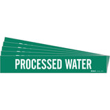 "Processed Water" Pipe Marker, Self-Adhesive, 2-1/4" H x 14" W, White on Green