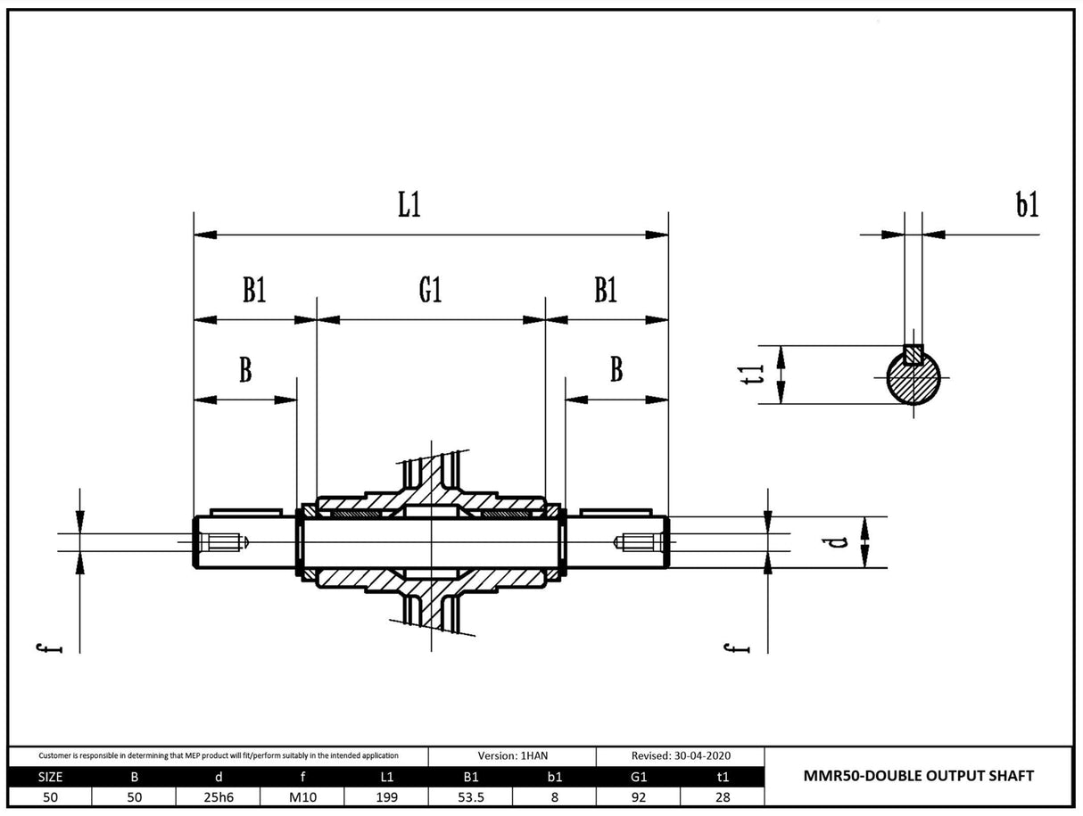 Size 50 Double Output Shaft 1"