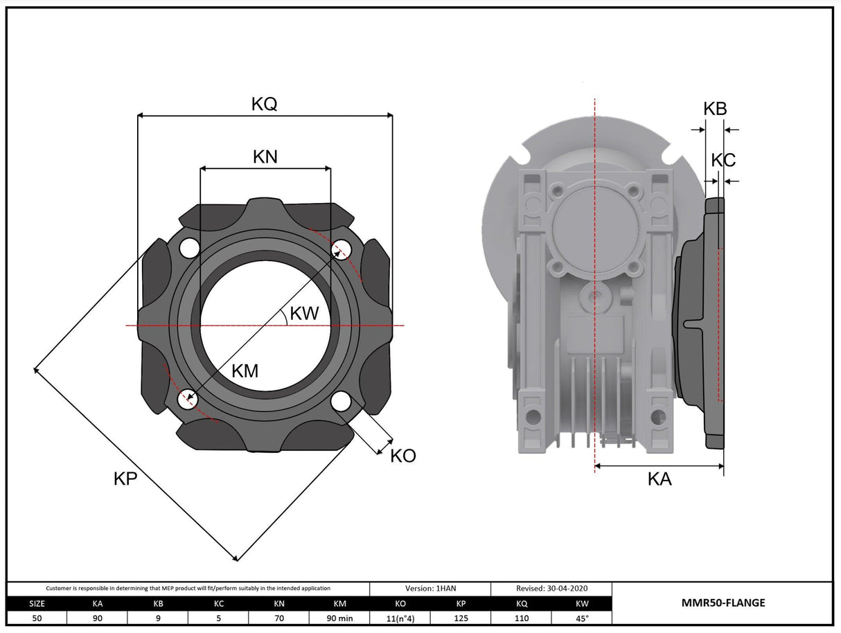 Size 50 Output Flange FA