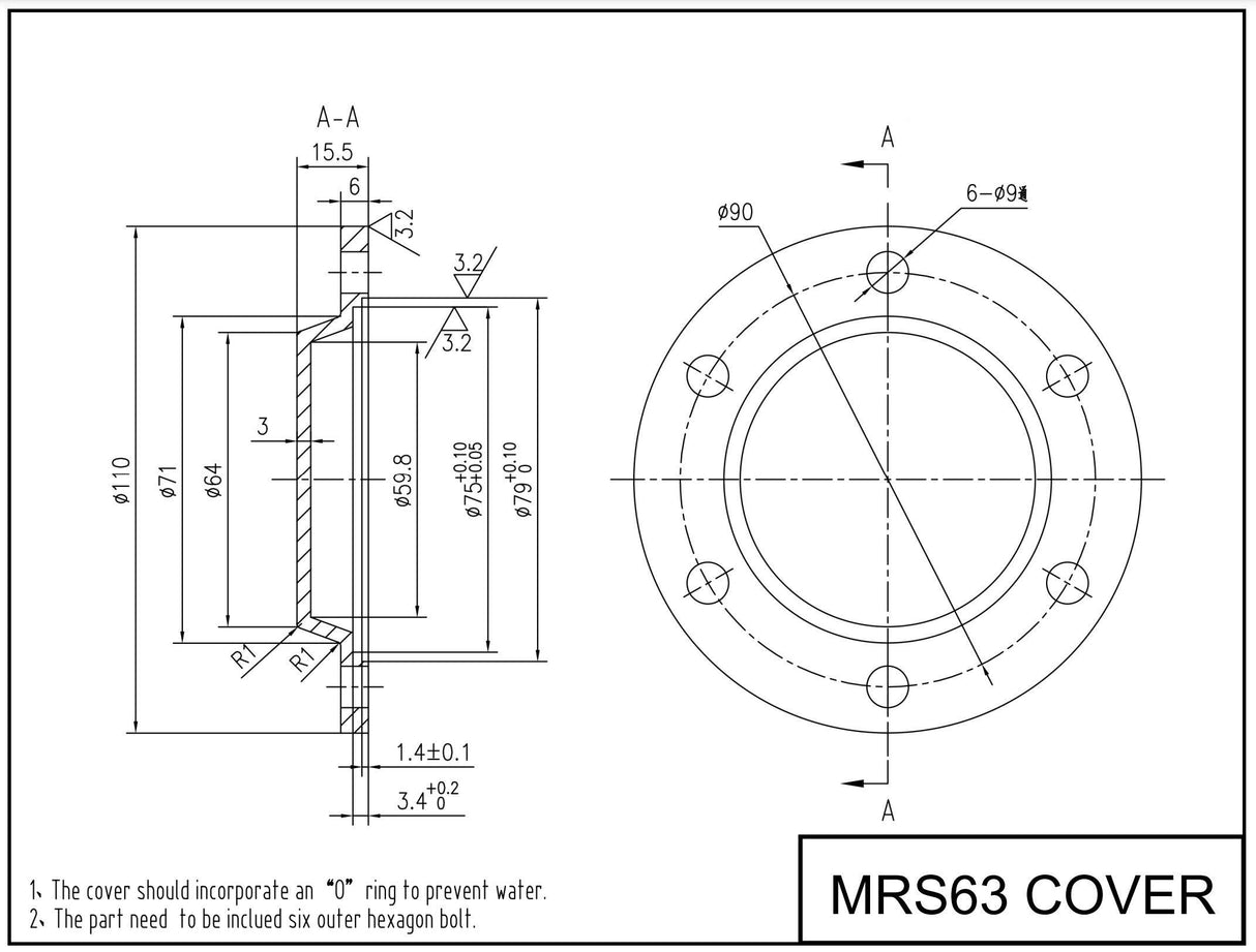 Cubierta de seguridad tamaño 63 de acero inoxidable 304 con herrajes de acero inoxidable