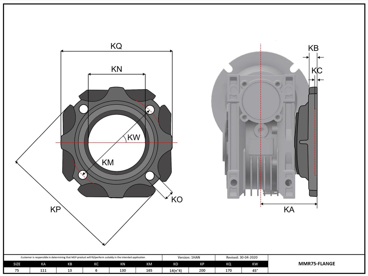 Size 75 Output Flange FA