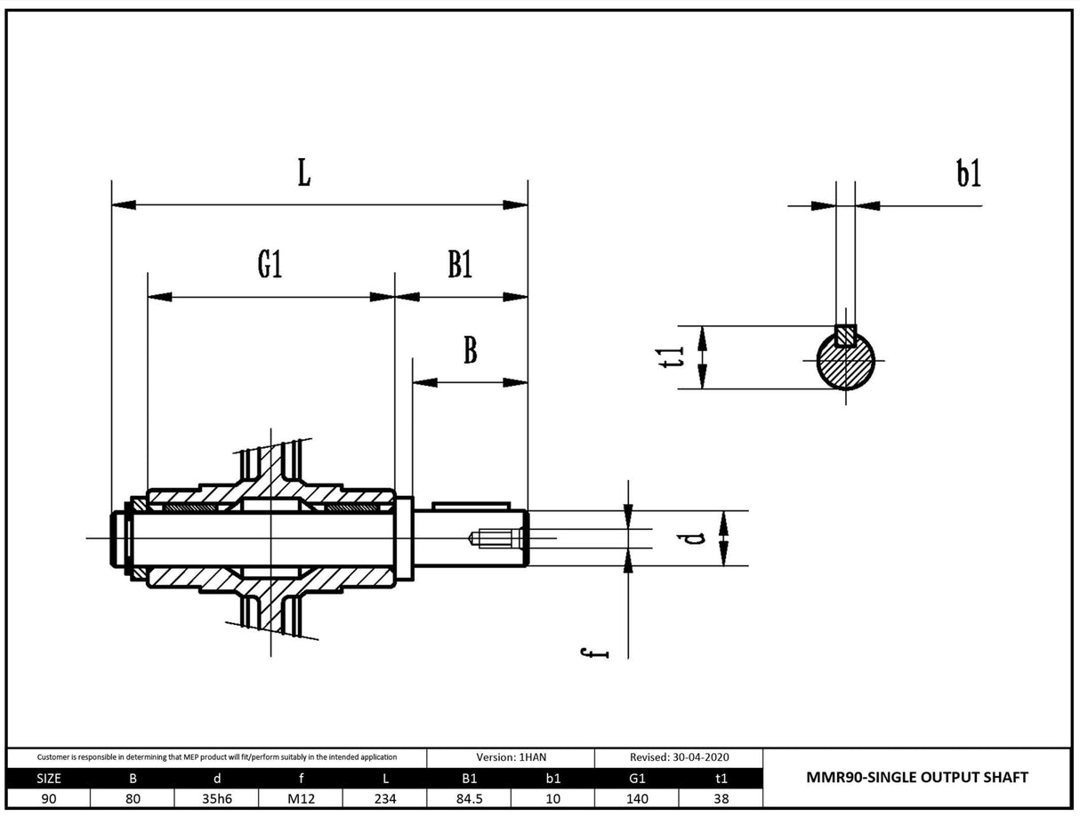Size 90 Single Output Shaft 1.375"