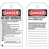 Lockout Tags, Plastic, 3" W x 5-3/4" H, English
