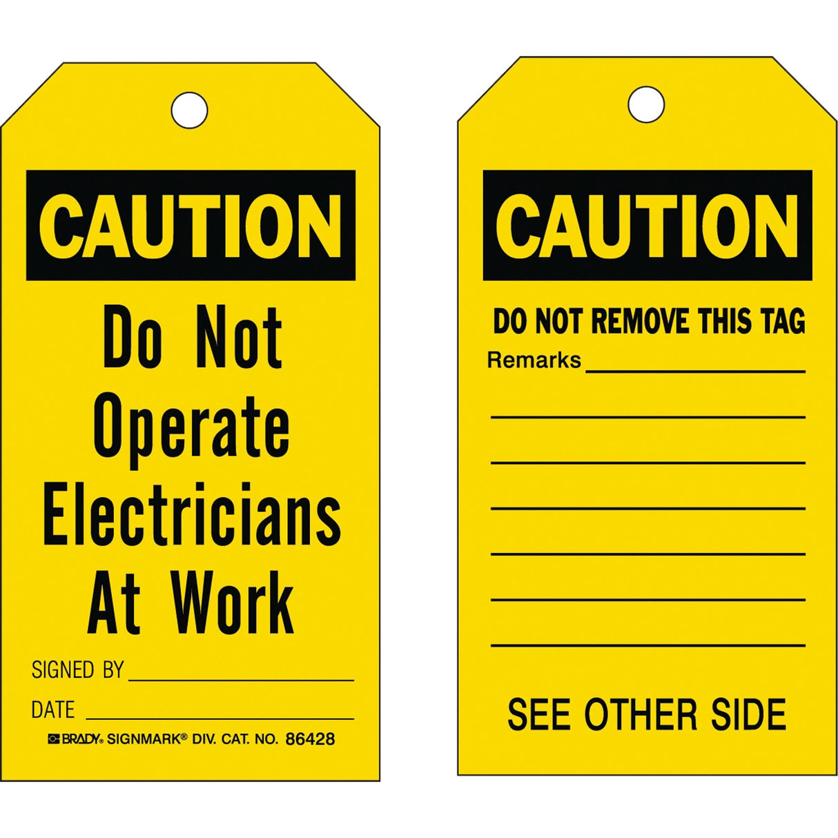 Safety Tags, Plastic, 3" W x 5-3/4" H, English