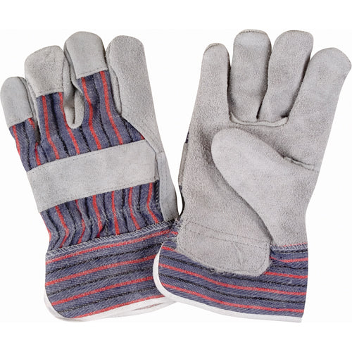Rugged Fitters Gloves, X-Large, Split Cowhide Palm, Cotton Inner Lining