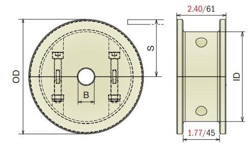 Split Idler Conveyor Wheel (Machined) Series 815/820 - 1" Bore