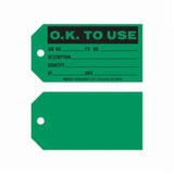 "O.K. To Use" Production Tags, Paper, 5-3/4" W x 3" H, English