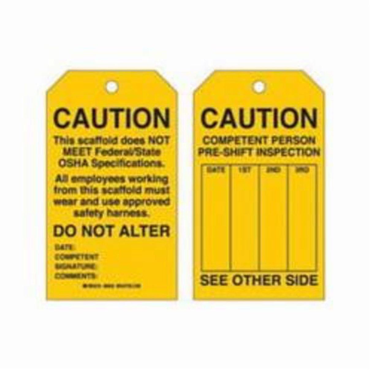 Scaffold Safety Tags, Polyester, 4" W x 7" H, English