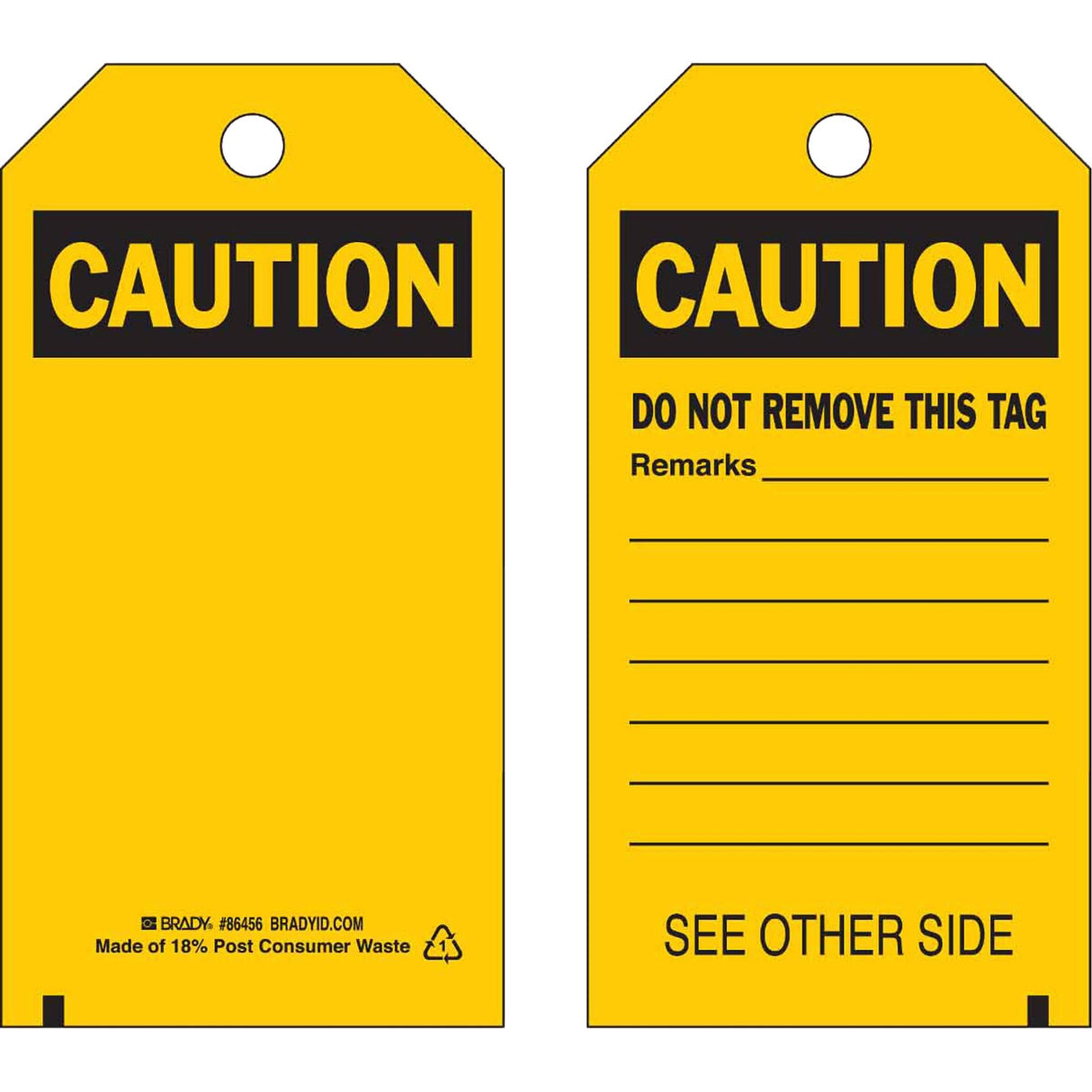 Self-Laminating Safety Tags, Polyester, 4" W x 7" H, English