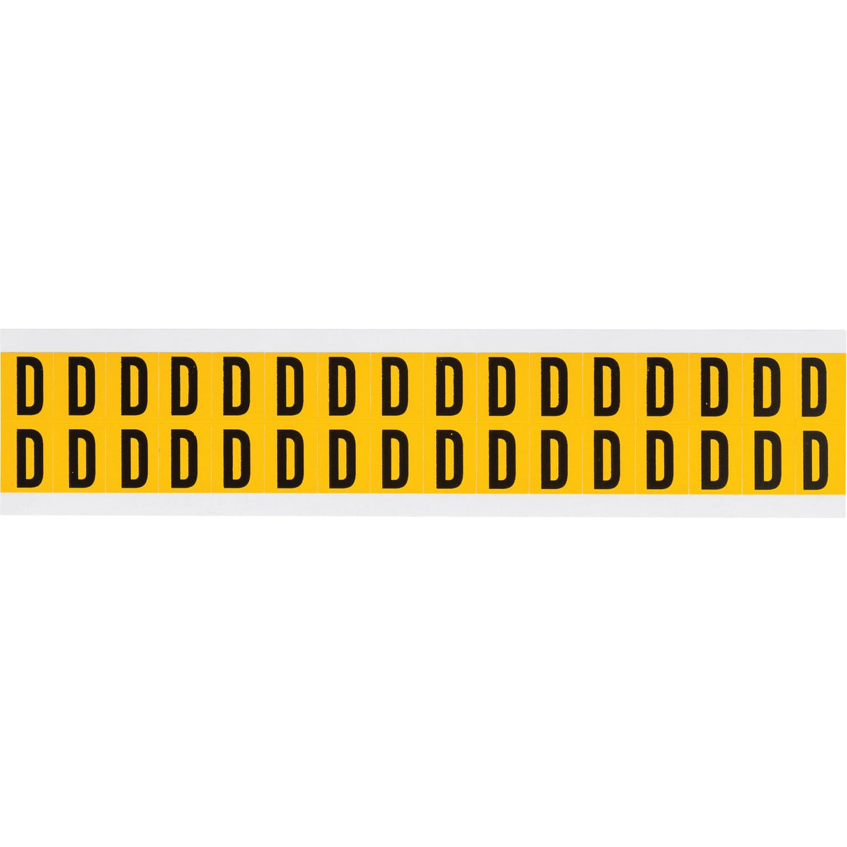 Individual Number and Letter Labels, D, 5/8" H, Black on Yellow