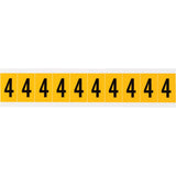 Individual Number and Letter Labels, 4, 1" H, Black on Yellow