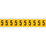 Individual Number and Letter Labels, 5, 1" H, Black on Yellow