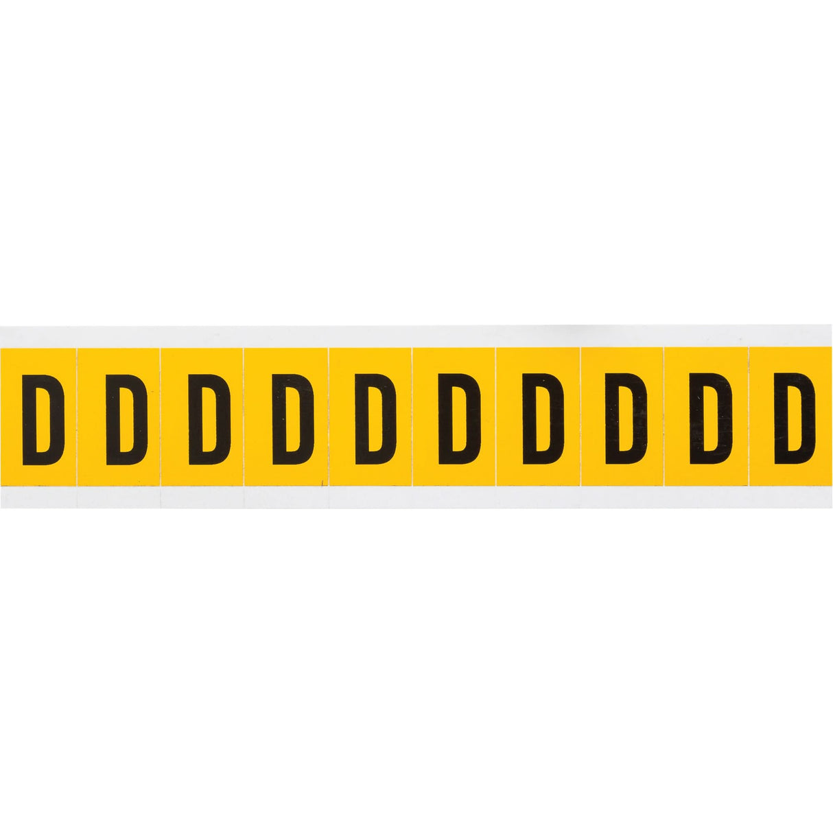 Individual Number and Letter Labels, D, 1" H, Black on Yellow