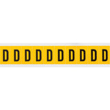 Individual Number and Letter Labels, D, 1" H, Black on Yellow