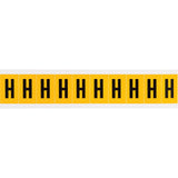 Individual Number and Letter Labels, H, 1" H, Black on Yellow