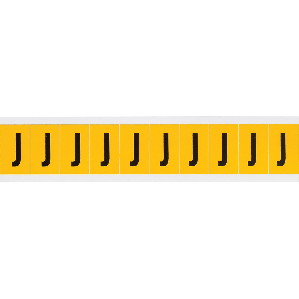 Individual Number and Letter Labels, J, 1" H, Black on Yellow