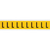 Individual Number and Letter Labels, L, 1" H, Black on Yellow