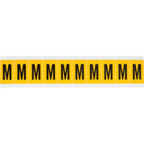 Individual Number & Letter Labels, M, 1" H, Black on Yellow
