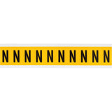 Individual Number & Letter Labels, N, 1" H, Black on Yellow
