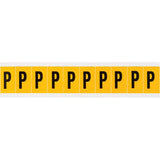 Individual Number & Letter Labels, P, 1" H, Black on Yellow
