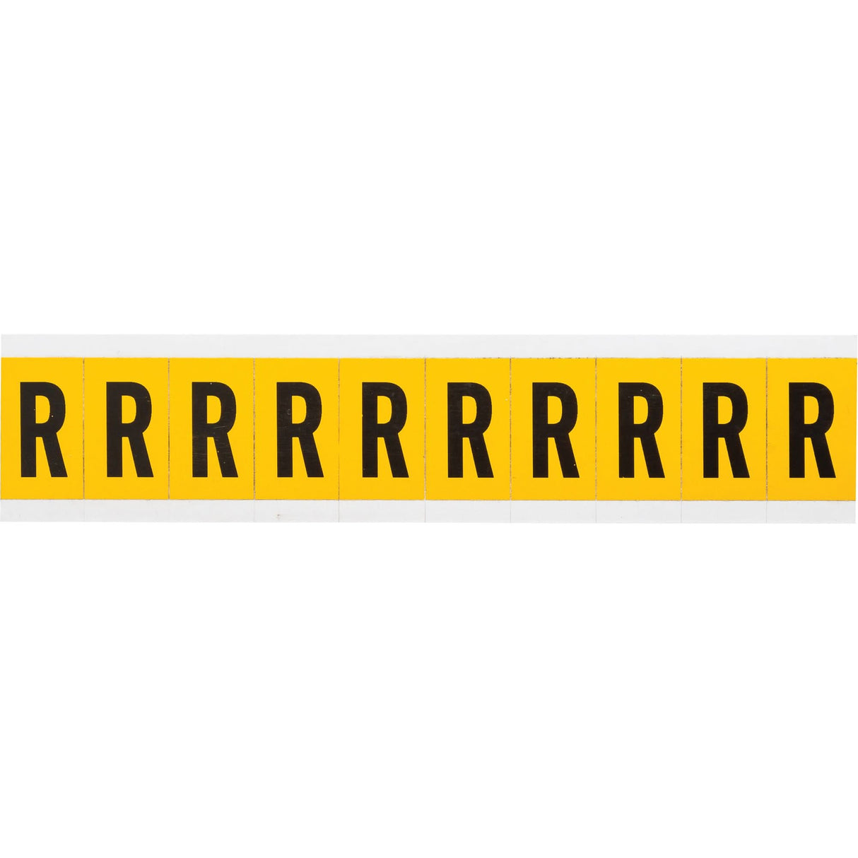 Individual Number & Letter Labels, R, 1" H, Black on Yellow