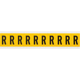 Individual Number & Letter Labels, R, 1" H, Black on Yellow