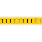 Individual Number & Letter Labels, T, 1" H, Black on Yellow