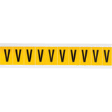 Individual Number & Letter Labels, V, 1" H, Black on Yellow