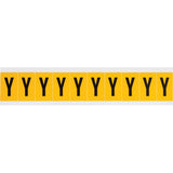 Individual Number & Letter Labels, Y, 1" H, Black on Yellow