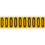 Individual Number and Letter Labels, 0, 2" H, Black on Yellow