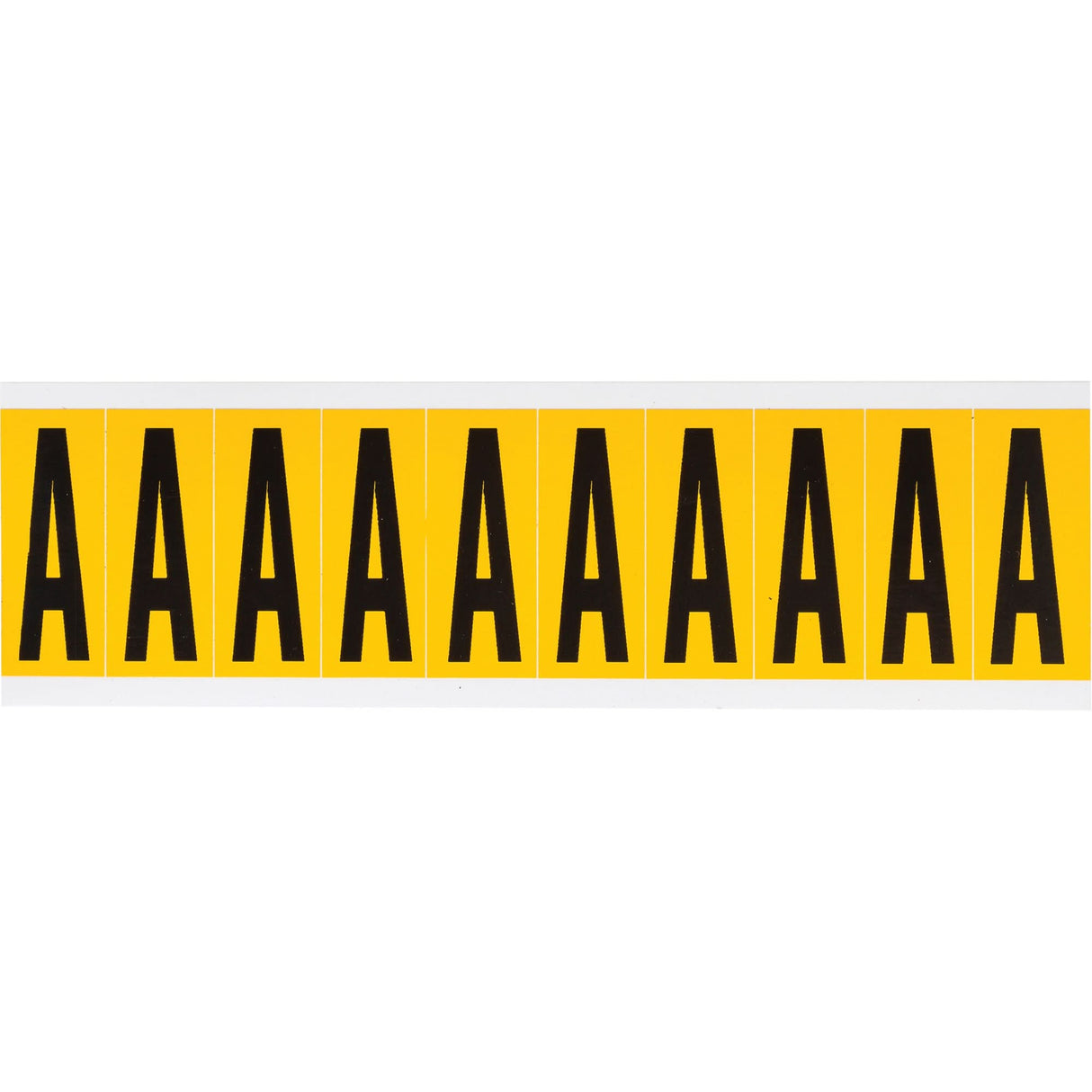 Individual Number and Letter Labels, A, 2" H, Black on Yellow